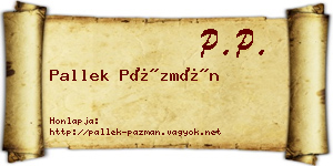 Pallek Pázmán névjegykártya